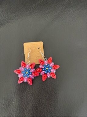 Hand Crafted Rhinestone Embellished Acrylic Dangle Earrings (sealed)